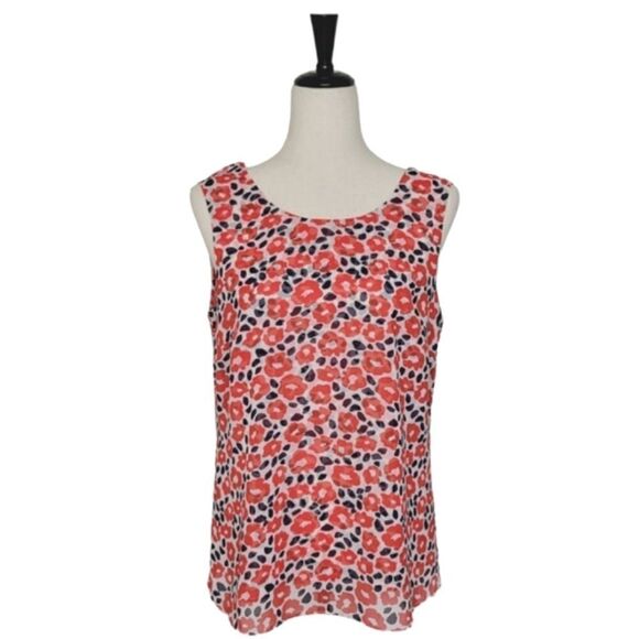 Cabi Flipside Red Floral Ruffle Detail Sleeveless Blouse Size S - Picture 2 of 9